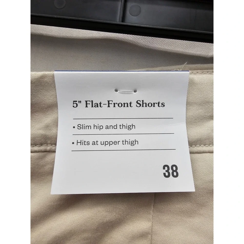 Goodfellow & Co Mens Flat-Front Shorts Beige Cotton Blend Casual Size 38